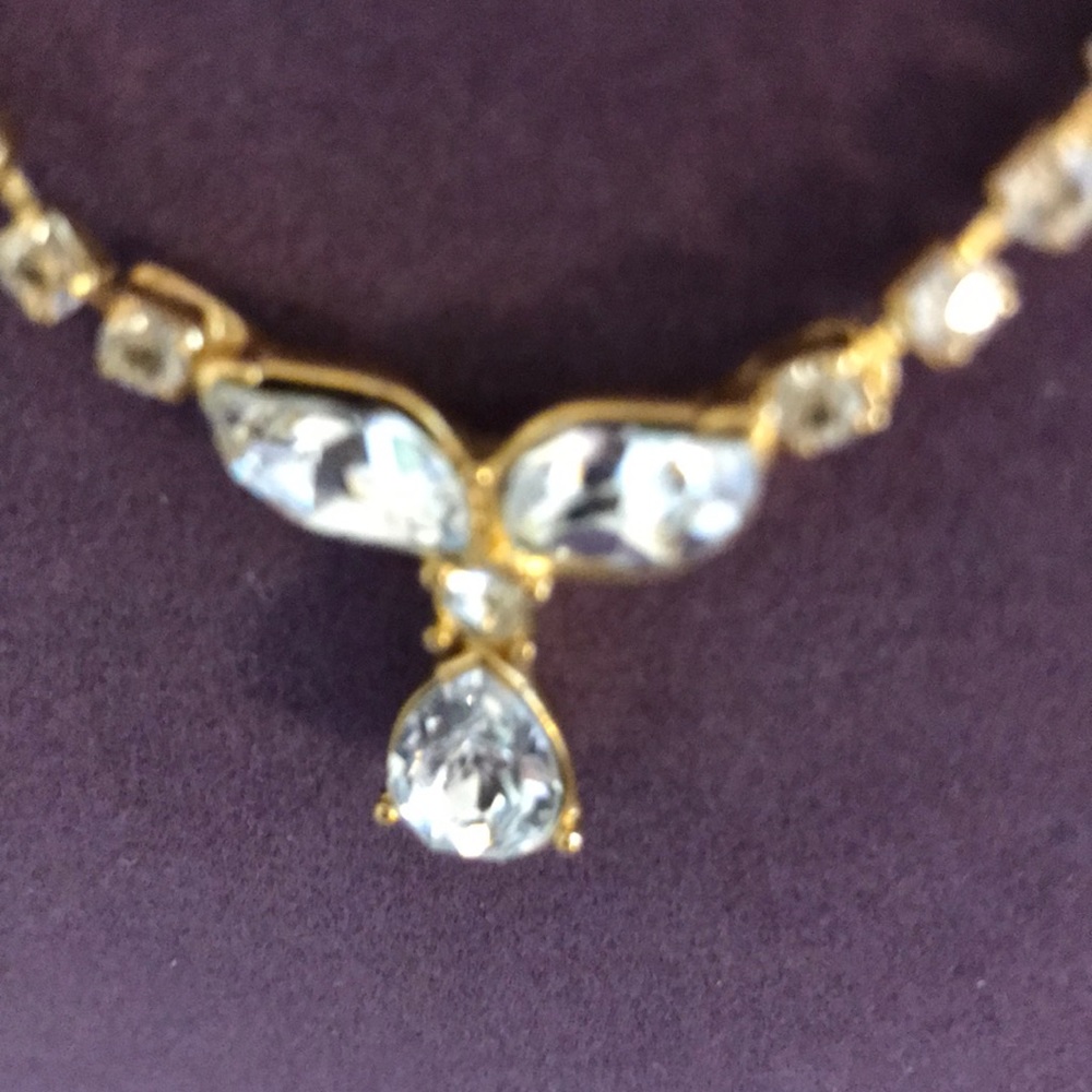 Gold Tone Rhinestone Necklace, Bracelet/Earrings - Picture 3 of 5